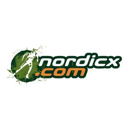 Logo mit grünem Skifahrer und "nordicx.com" in grün und orange Schrift.