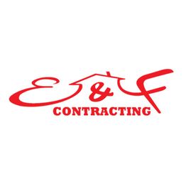 Red E&F Contracting logo with a roof design above the text.