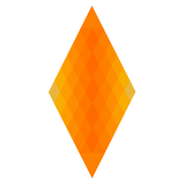 Ein orangefarbenes, geometrisches Rautenmuster auf weißem Hintergrund.