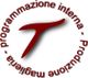 Logo rotondo con testo “programmazione interna - Produzione maglieria” e simbolo rosso centrale.