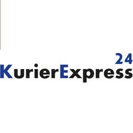 Logo mit dem Schriftzug: "KurierExpress 24" in Schwarz und Blau auf weißem Hintergrund.
