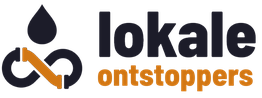Lokale ontstoppers logo met een druppel en pijp symbool.