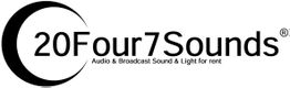 Logo von 20Four7Sounds mit Slogan "Audio & Broadcast Sound & Light for rent".