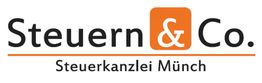 Logo der Steuerkanzlei Münch: "Steuern & Co." mit einem orangefarbenen Symbol.