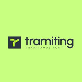 Logo de Tramiting, texto: "Tramitamos por ti", sobre fondo verde claro.