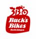Rotes Logo mit stilisiertem Motorrad, Text "Buck's Bikes Betlichingen".