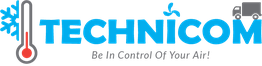Technicom logo with a thermometer, snowflake, fan, and truck icons.