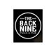 The Back Nine Pizza & Pub logo; white text on a black circle background.