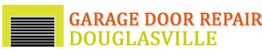 Yellow and white logo for Garage Door Repair Douglasville with a stylized garage door graphic.