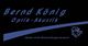 Bernd König Optik-Akustik Logo mit Slogan "Immer eine Nasenlänge voraus!" auf schwarzem Hintergrund.