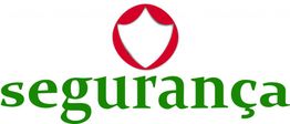 Texto "segurança" en verde con escudo rojo encima.
