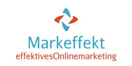Logo mit blau-roten Pfeilen und Text "Markeffekt effektives Onlinemarketing" darunter.