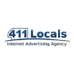 Logo of 411 Locals, an Internet Advertising Agency, in blue text with a star in the "o."