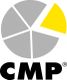 Logo: Graues Kreisdiagramm mit gelbem Segment, darunter der Schriftzug "CMP" in Schwarz.