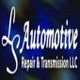 Text logo: "LS Automotive Repair & Transmission LLC" on a dark, blurred background.