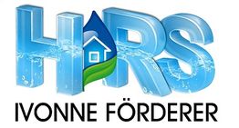 Logo mit Schriftzug "HRS", Haus-Symbol mit Wassertropfen und Blättern, darunter "Ivonne Förderer".