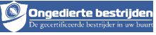 Logo met tekst: "Ongedierte bestrijden. De gecertificeerde bestrijder in uw buurt."