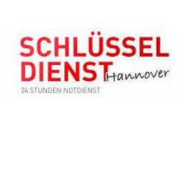 Text: "Schlüsseldienst Hannover, 24 Stunden Notdienst" in Rot und Schwarz auf weißem Hintergrund.