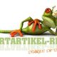 Liegender Frosch mit Krone neben Text: "www.sportartikel-risse.eu - Sparen Sie sich Ihre Kräfte".