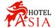Logo mit rotem Drachen und Schriftzug "Hotel Asia" in Schwarz und Rot.