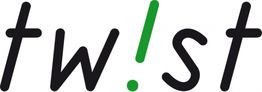 Schwarzer Schriftzug "tw!st" mit grünem Ausrufezeichen auf weißem Hintergrund.
