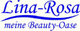Logo mit blauem Text: "Lina-Rosa, meine Beauty-Oase" auf weißem Hintergrund.