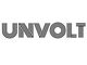 Tekst "UNVOLT" met een gestreept lettertype op een witte achtergrond.