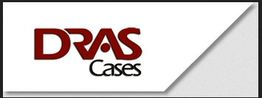 Logo displaying the text "DRAS Cases" on a white and gray abstract background.