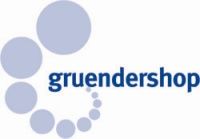 Blaues "gruendershop"-Logo mit Punkten in Spiralform links daneben.