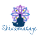 Silueta meditando con mandala morado y texto "Shivamasaje" en azul.