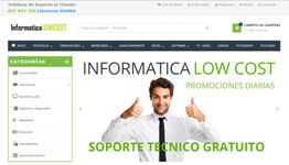 Hombre sonriendo con pulgares arriba, texto: "INFORMATICA LOW COST, SOPORTE TECNICO GRATUITO".