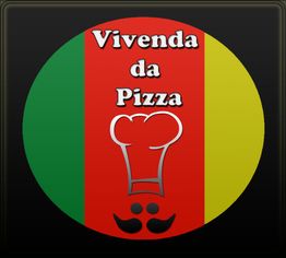 Logotipo de pizzaria com bandeira italiana e chapéu de chef, texto "Vivenda da Pizza".