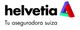 Logo de Helvetia con eslogan "Tu aseguradora suiza" y un diseño triangular colorido.