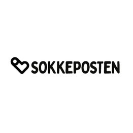 Logo med teksten "Sokkeposten" og et hjerteformet symbol foran.