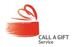 Logo mit roter Herzform und Text "CALL A GIFT Service" auf weißem Hintergrund.
