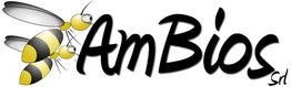 Logo con due api stilizzate e la scritta "AmBios Srl" in carattere nero arrotondato.
