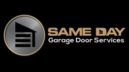 Logo for Same Day Garage Door Services with a stylized garage door icon.