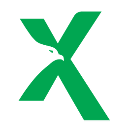 Green abstract hawk logo with overlapping ribbon-like design.