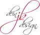 Schwarzer und roter kalligrafischer Text "dein jb design" auf weißem Hintergrund.