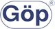 Logo mit dem blauen Text "Göp" in ovalem Rahmen und einem kleinen eingetragenen Warenzeichen "®".