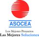 Logotipo de ASOCEA: círculo rojo, nombre en azul y lema: "Los Mejores Proyectos, Soluciones".