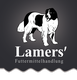 Logo: Ein schwarz-weißer Hund über dem Schriftzug "Lamers' Futtermittelhandlung".
