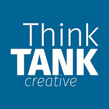 Text reads "Think TANK creative" in white on a blue background.