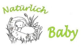 Illustration: Ein Baby liegt in einem Korb, umgeben von Pflanzen. Text: "Natürlich Baby".