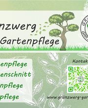 Grünzwerge Gartenpflege: Gartenpflege, Heckenschnitt, Rasen- und Beetpflege. QR-Code-Kontakt.