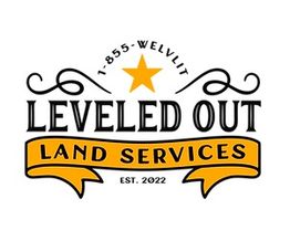 Leveled Out Land Services logo with star, phone number, and "Est. 2022" in black and orange.