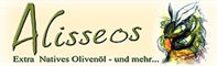 Logo mit dem Text "Alisseos" und dem Untertitel "Extra Natives Olivenöl - und mehr..."