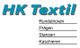 Text: "HK Textil", mit den Stichpunkten: Rundstricken, Prägen, Stanzen, Kaschieren.