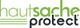 Logo mit grünem Schriftzug "hautsache" und schwarzem "protect".