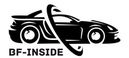 Logo eines Sportwagens mit stilisiertem Kreissymbol und Schriftzug "BF-INSIDE" darunter.